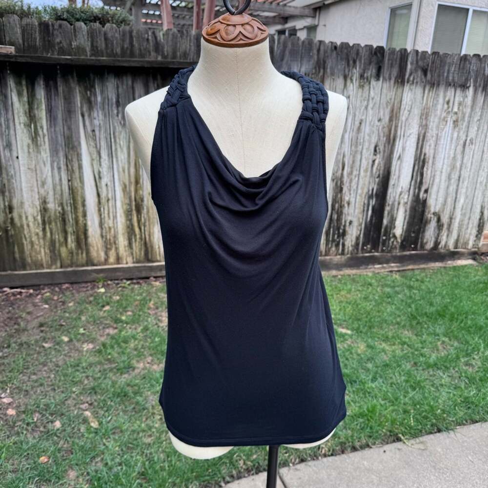 Mossimo Black Braided Flowy Drape Tank Top Blouse Women's Size XS